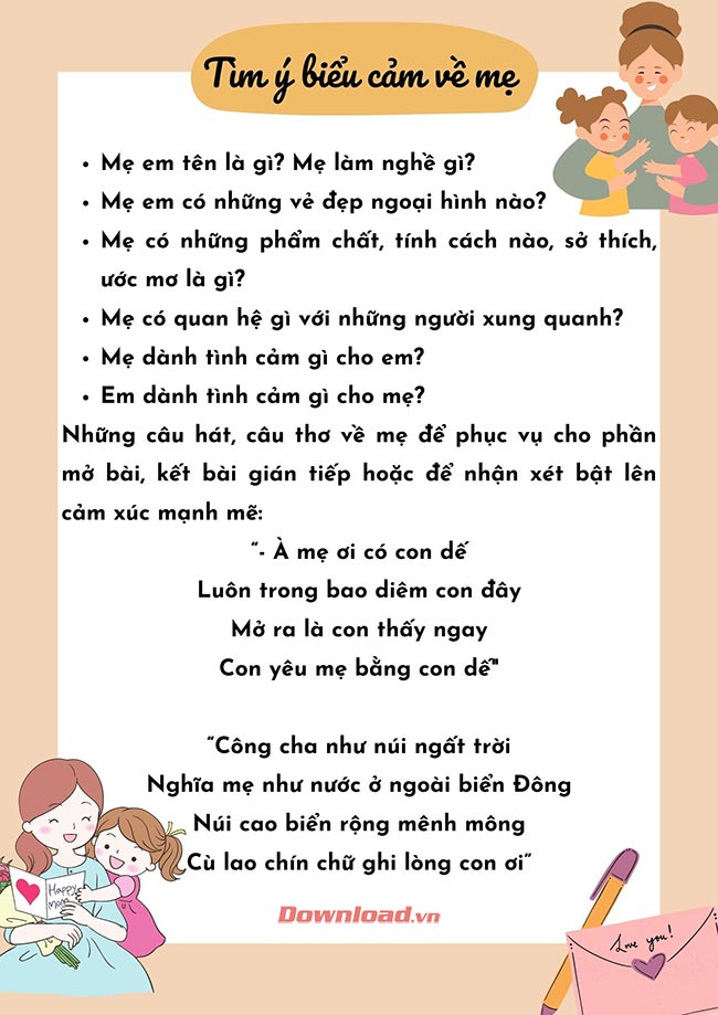 Cảm nghĩ về người mẹ thân yêu của em (3 Dàn ý + 35 mẫu) Biểu cảm về mẹ của em hay nhất