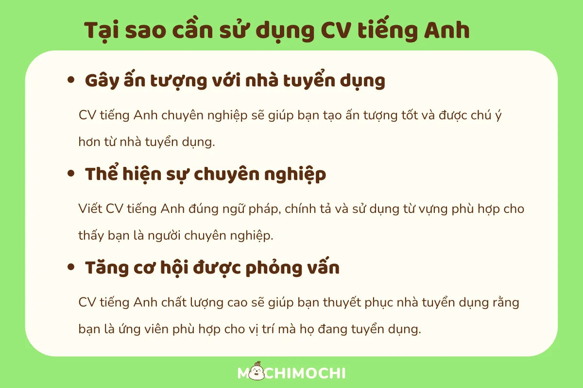 Hướng dẫn cách viết CV bằng tiếng Anh chuyên nghiệp