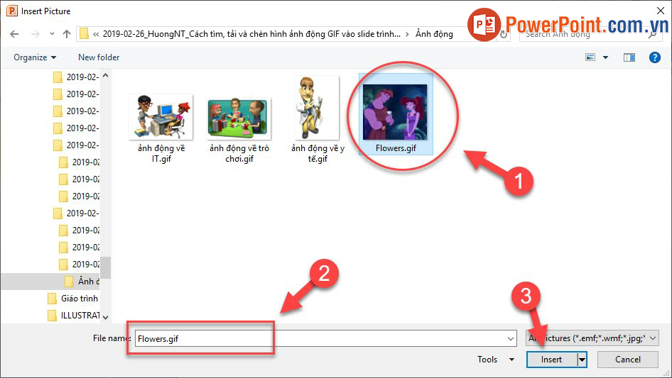 Cách tìm, tải và chèn hình ảnh động GIF vào slide trình chiếu Powerpoint
