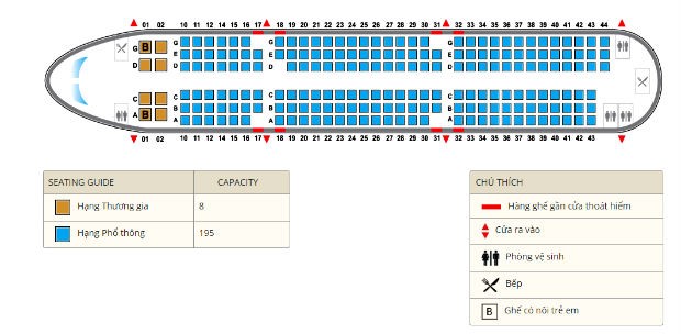 Sơ đồ chỗ ngồi Vietnam Airlines và cách chọn chỗ đẹp trên máy bay