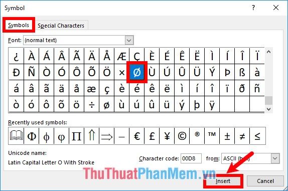 Nhập ký hiệu phi và các ký tự đặc biệt trong Excel