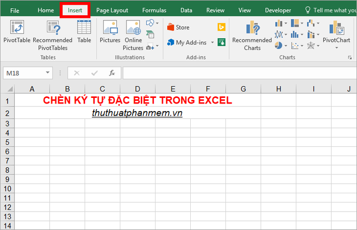 Nhập ký hiệu phi và các ký tự đặc biệt trong Excel