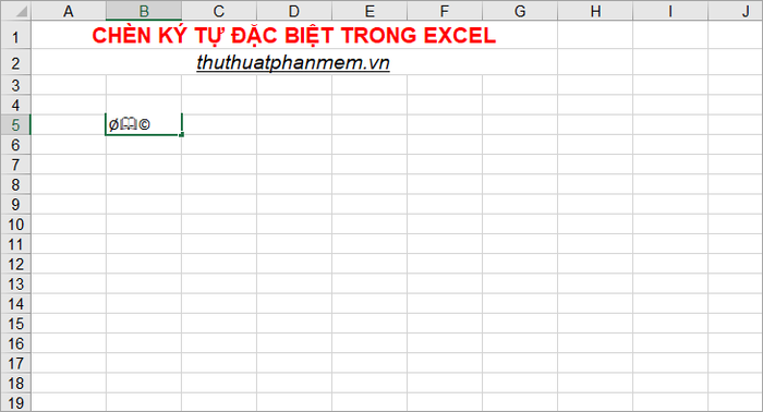 Nhập ký hiệu phi và các ký tự đặc biệt trong Excel