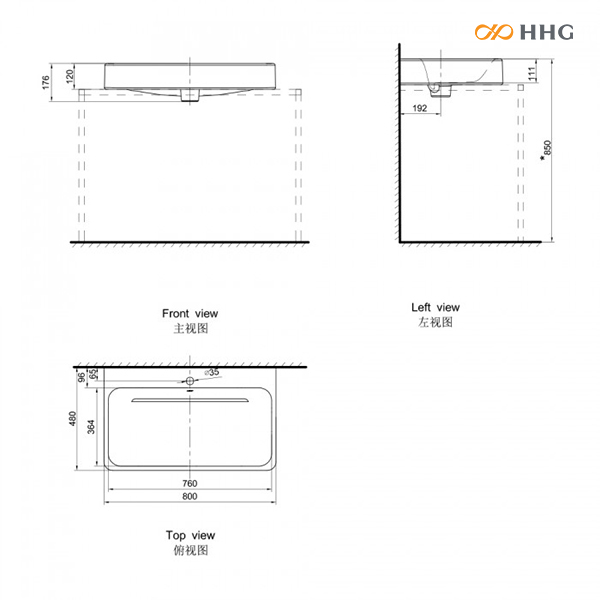 Tổng hợp kích thước 5 loại lavabo AXENT chuẩn từ nhà sản xuất