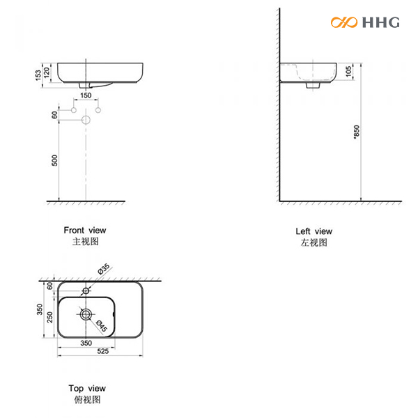 Tổng hợp kích thước 5 loại lavabo AXENT chuẩn từ nhà sản xuất